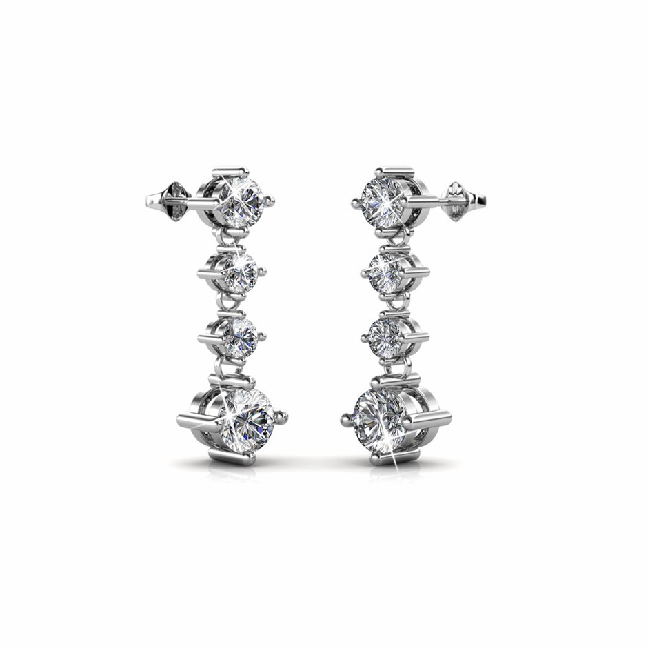 Elegant 18K White Gold plated Diamonds Simulants earrings