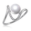 Genuine 9ct  White  gold Luxury  Diamond & White Button Pearl   Ring Size 7