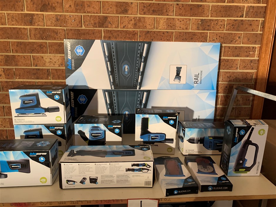 Blucave Comp.8 Blucave Carry Cases, Plus 2 x Wall Mounts & Various Tools Auction (00013029553