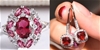 Set 925 Sterling Silver Ring and Earring with Ruby Simulated Diamonds