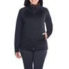 SIGNATURE Women's Stand Collar Fleece Jacket, Size L, 96% Polyester, Black.