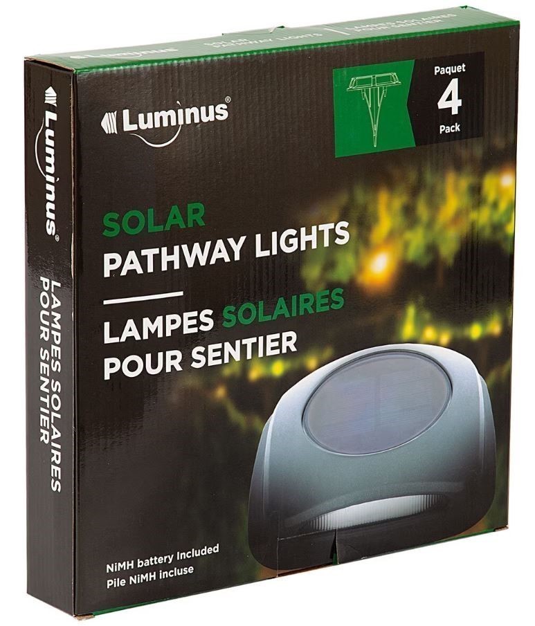 LUMINUS Pack of 4 Solar Pathway Lights.
