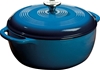 LODGE 6-Quart Enameled Cast Iron Dutch Oven w/ Lid, Blue.  Buyers Note - Di