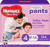 HUGGIES Ultra Dry Nappy Pants Girl, Size 4, 62 Count (9-14kg, Pack of 2).