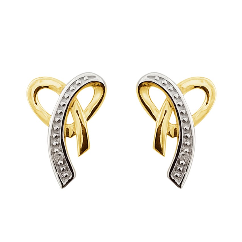 Genuine 9ct Yellow gold Luxury Diamond Studs Earrings