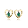 Genuine 9ct  Yellow gold Luxury  Diamond & Natural Emerald  Studs Earrings