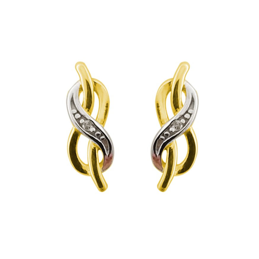 Genuine 9ct  Yellow gold Luxury  Diamond   Studs Earrings