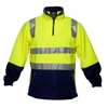 2 x PRIME MOVER Hi Vis 2 Tone 1/4 Zip Fleece Jumper with Tape, Size L, Yell