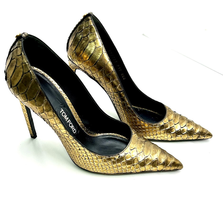 TOM FORD Golden Python Leather Heels, size 41 Auction (0060-2559632 ...
