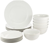 AMAZON Basics 18-Piece Kitchen Dinnerware Set, Plates, Dishes, Bowls, Servi