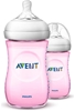 2 x PHILIPS Avent Natural Baby Bottles, 260ml, Pink, 2 Pack (SCF034/27), An