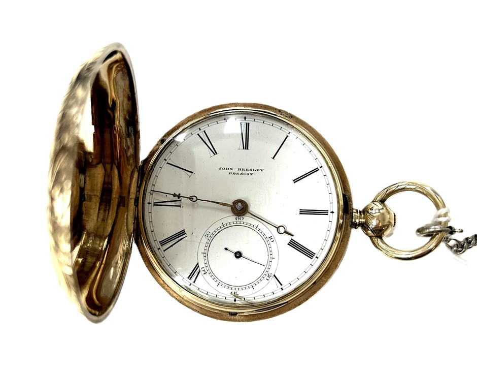 Vintage 18ct Yellow Gold ``John Beesley Prescot`` Full Hunter Pocket