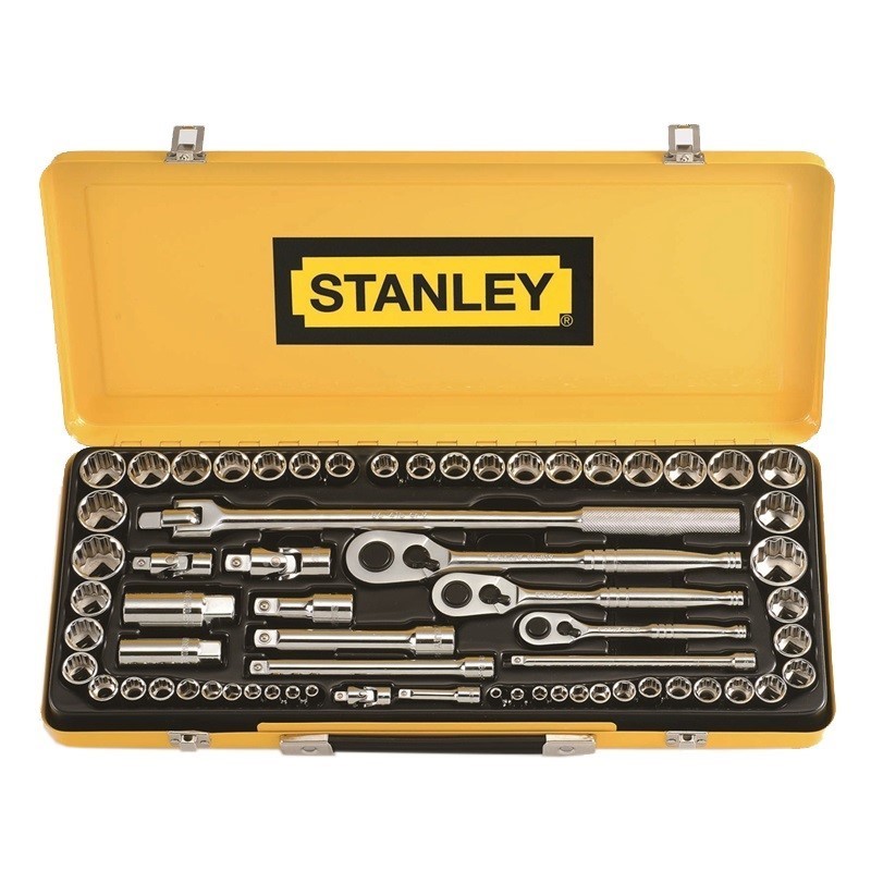 STANLEY 64pc 1/4" 3/8" And 1/2" Drive Socket Set. Sizes: (1/4" Dr.) 72T Chr