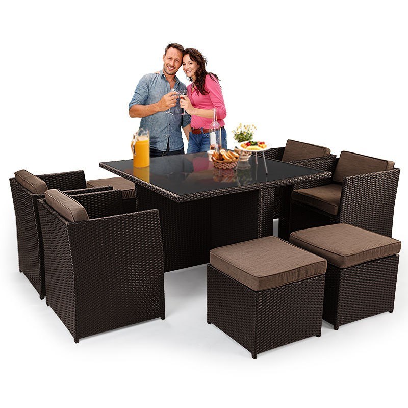 9 Piece Wicker Outdoor Furniture Dining 