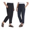 2 x SIGNATURE Women's Ankle Pants, Size M, 87% Polyester, Black & Navy, 777