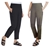 2 x SIGNATURE Women's Ankle Pants, Size M, 87% Polyester, Black & Khaki, 77