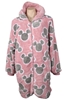 DISNEY Mickey & Minnie Lounger w/ Cozy Hood, Size M, 100% Polyester, Pink/B