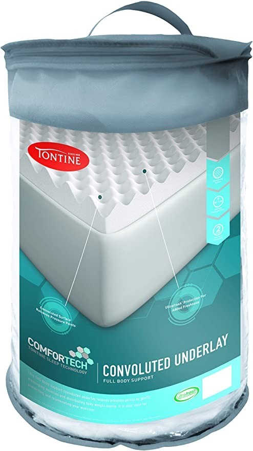 TONTINE Body Support Underlay, Size Double, White. NB: Slightly Damaged Pac