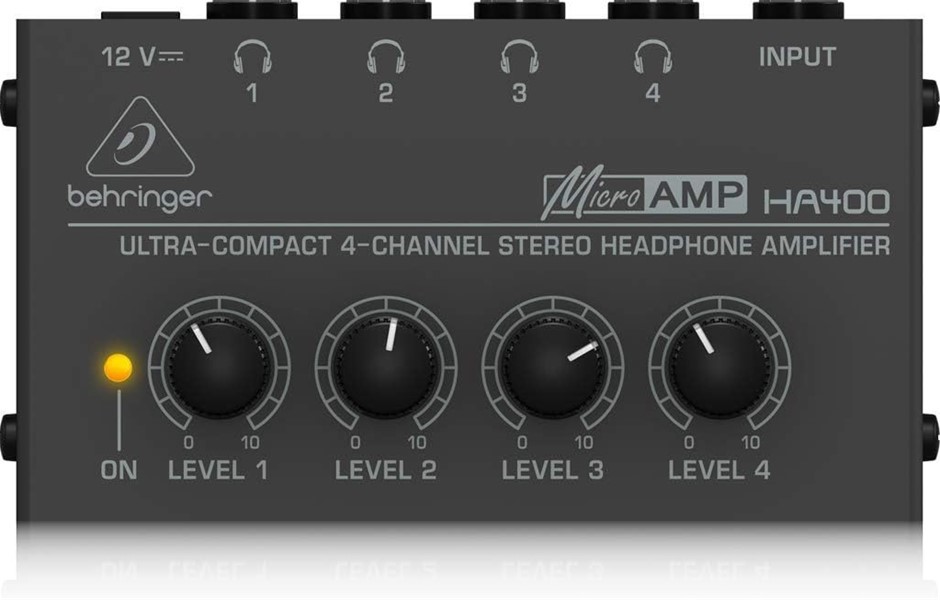BEHRINGER MICROAMP HA400 Ultra-Compact 4 Channel Stereo Headphone Amplifier