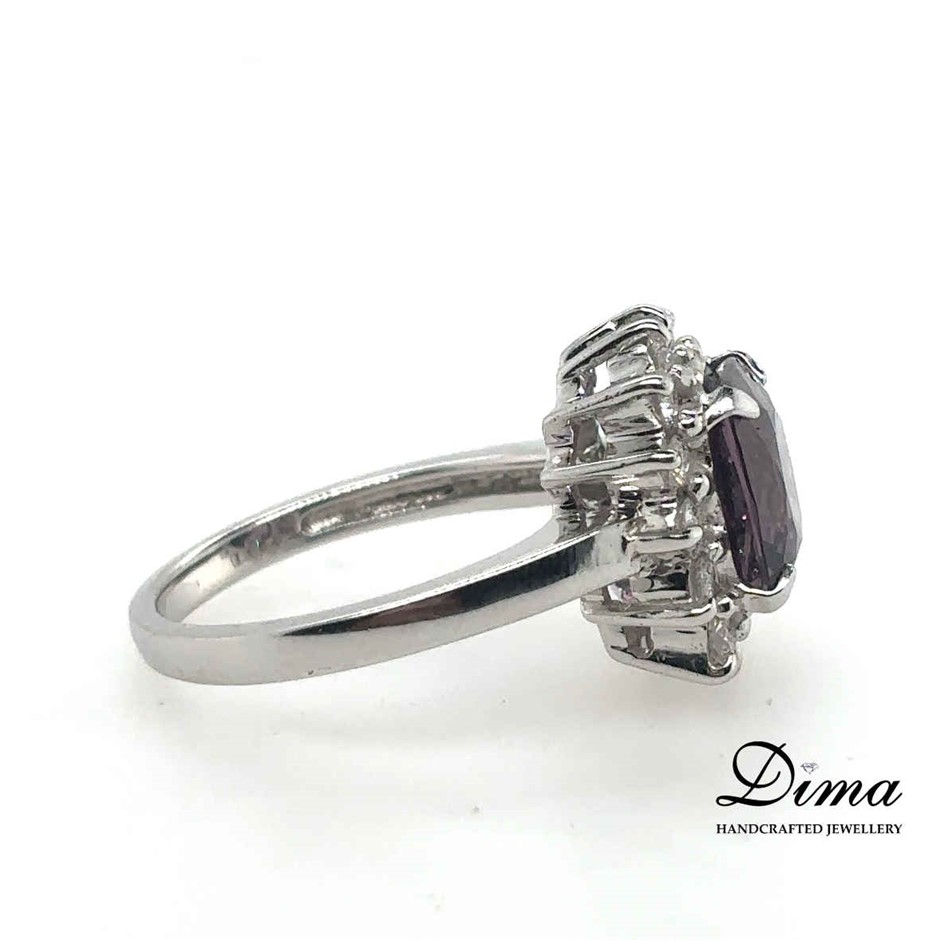 18ct White Gold Diamond and Spinel Ring