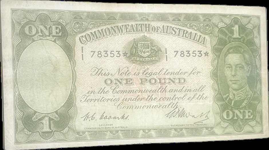 1948-Commonwealth of Australia Star First Prefix Note £1 Valued $33000 ...