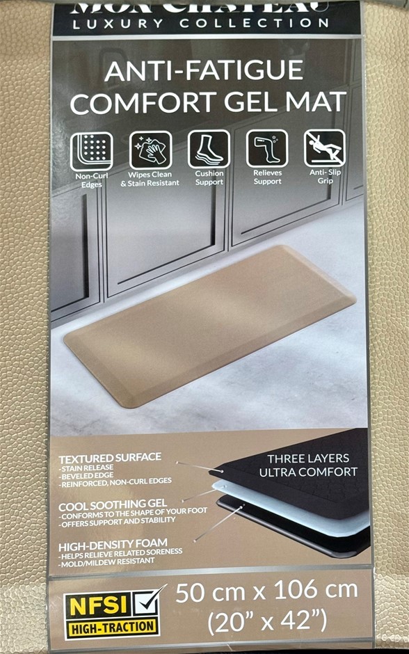 MON CHATEAU Anti-Fatigue Comfort Gel Mat, 50cm x 106cm, Tan.