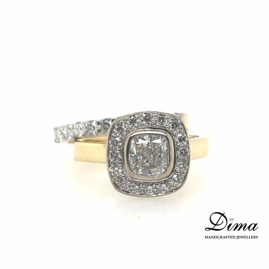 18ct yellow gold 18ct white gold flat reverse tapered wedding