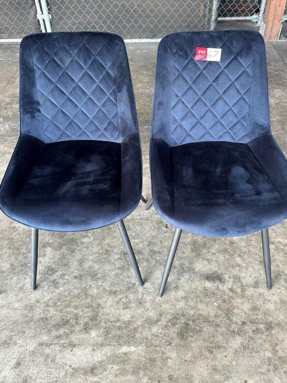 8 x REYNA Dining Chairs in Plush Blue Microfibre Auction 0067 5057488 Grays Australia