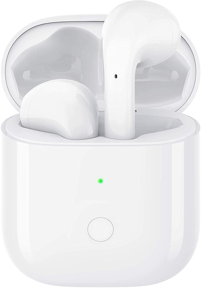 REALME RMA201 Wireless Air Buds with Charging Case, White.  Buyers Note - D