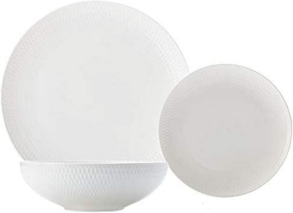 MAXWELL & WILLIAMS White Basics Diamonds Dinner Set, 12 Piece.