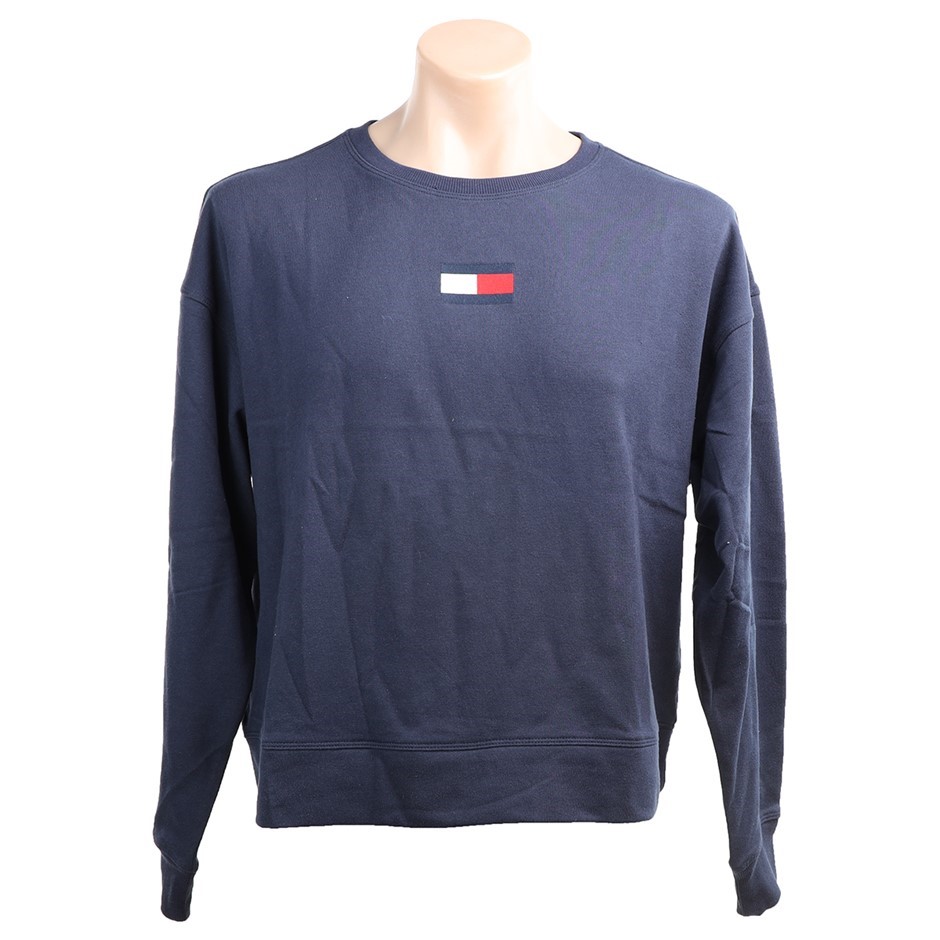 TOMMY HILFIGER Women's French Terry Pullover, Size XL, 60% Cotton, Navy (NV