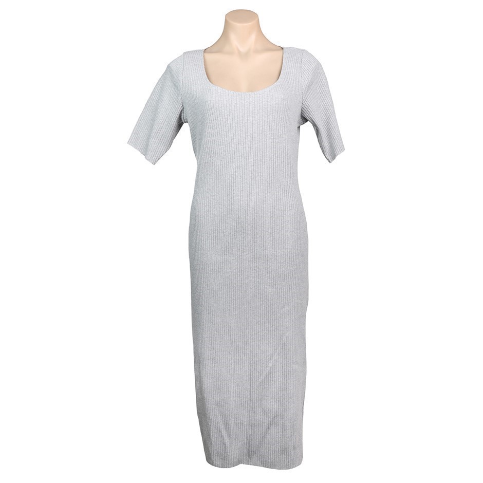 CALVIN KLEIN JEANS Women's Ribbed Dress, Size M, Cotton/Elastane, Pearl Hea