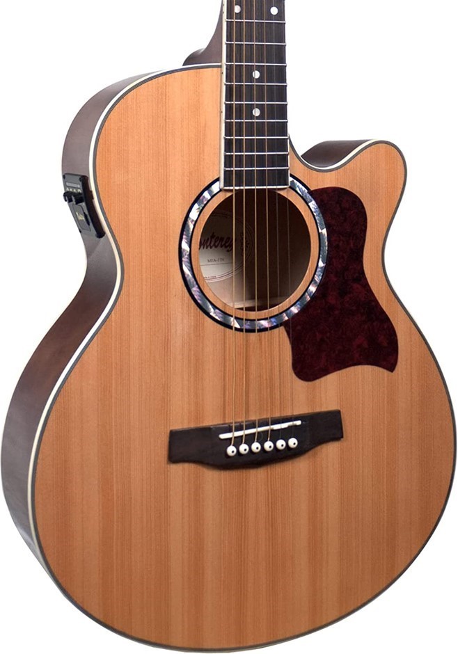 MONTEREY Dreadnought Acoustic Electric Guitar with Cutaway, Natural, MEA-17