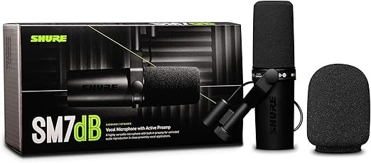SHURE SM7db Active Dynamic Broadcast Voice Over Cardioid Microphone. NB: Br