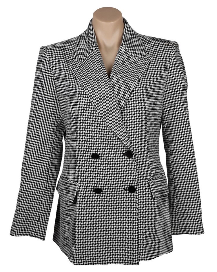 SABA Women's Double Breasted Blazer, Size 14, Houndstooth. Buyers Note - D