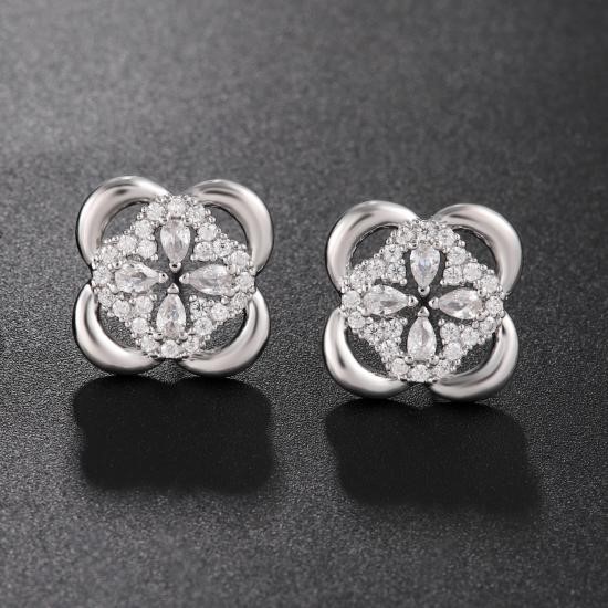 Elegant 18K White Gold Plated Simulated Diamond Earrings