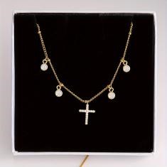 Elegant 18K Yellow Gold Plated Simulated Diamond Necklace