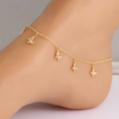 Elegant 18K Yellow Gold Plated Simulated Diamond Anklet