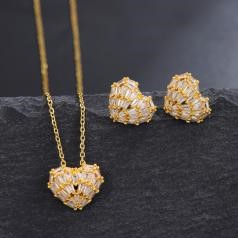 Elegant 18K Yellow Gold Plated Simulated Diamond Set