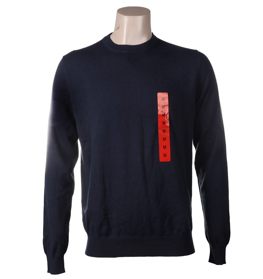 BEN SHERMAN Men's Crew Neck Sweater, Size S, Cotton, Navy. Buyers Note - D