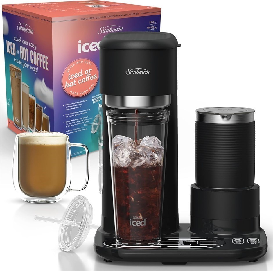 SUNBEAM Iced and Hot Coffee Machine with Integrated Frother, Black, SDP1500