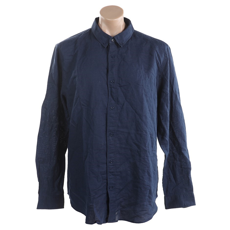 JAG Men's Linen Shirt, Size XL, 55% Linen / 45% Cotton, Navy, AG216000. Bu