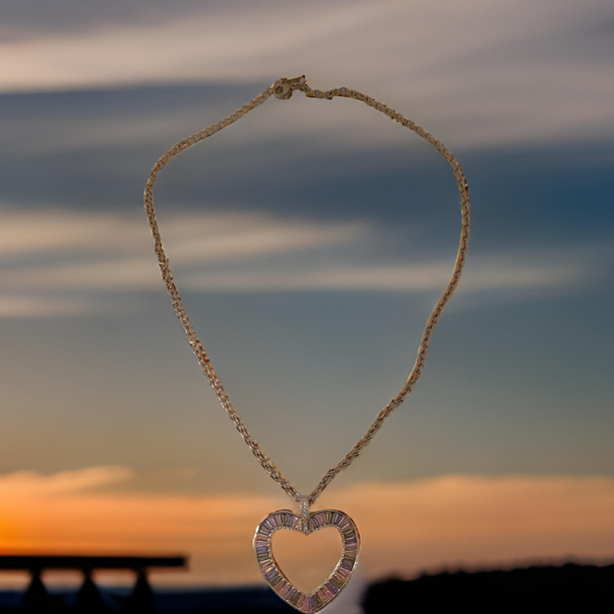 Elegant 18K Yellow Gold plated Simulated Diamond Necklace