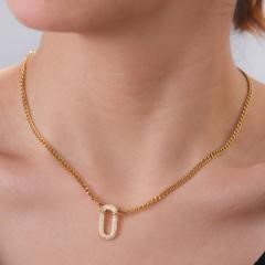 Elegant 18K Yellow Gold plated Simulated Diamond Necklace