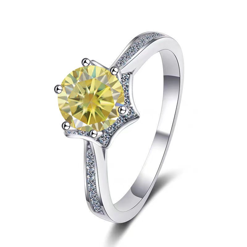 GRA-certified 1.00-Carat Yellow  Moissanite Ring Size 8
