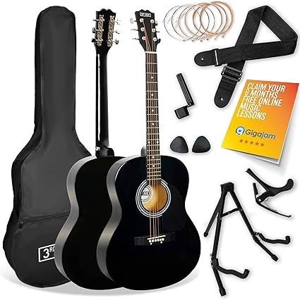 3RD AVENUE Full Size 4/4 Acoustic Guitar Pack for Beginners, Gig Bag, Picks