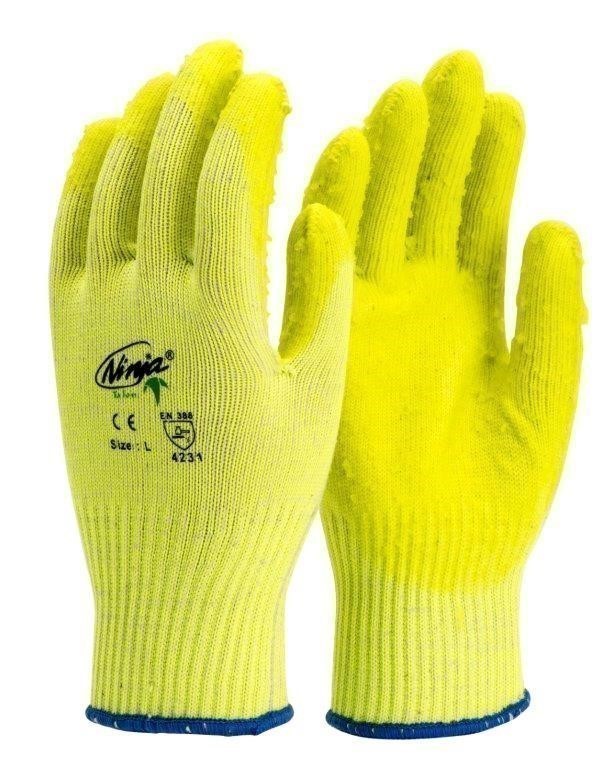 12 Pairs x NINJA Talon Coated Hi-Vis Gloves, SIze 2XL, Hi-Vis Yellow.