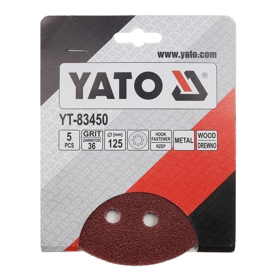 20 x Packs of 5 x YATO 125mm Abrasive Discs, Grit 80.