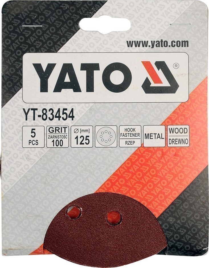 20 x YATO Pk 5 x 125mm Metal/Wood Sanding Disc Pads Grit 100, Hook and Fast