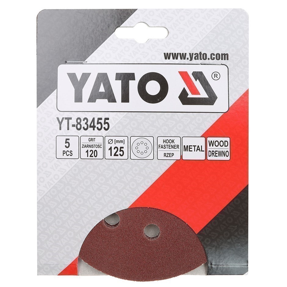 20 Packs of 5 x YATO 120mm Metal/Wood Sanding Disc Pads Grit 120, Hook and